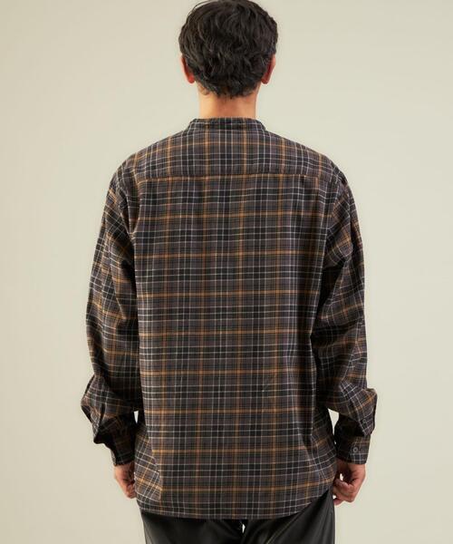 green label relaxing（グリーンレーベルリラクシング）の「コットンリヨセルチェック ジャストルーズ バンドカラー シャツ（シャツ/ブラウス・メンズ・ネイビー/ベージュ/ブラウン・S/L/M）」の11枚目の写真