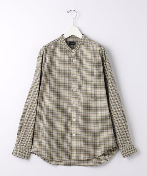 green label relaxing（グリーンレーベルリラクシング）の「コットンリヨセルチェック ジャストルーズ バンドカラー シャツ（シャツ/ブラウス・メンズ・ネイビー/ベージュ/ブラウン・S/L/M）」の4枚目の写真