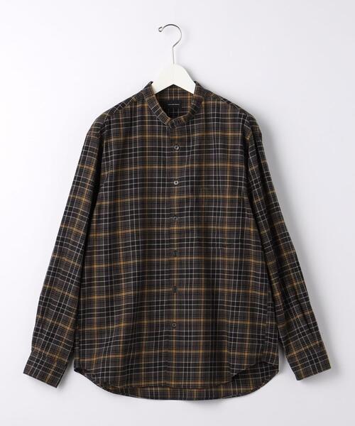 green label relaxing（グリーンレーベルリラクシング）の「コットンリヨセルチェック ジャストルーズ バンドカラー シャツ（シャツ/ブラウス・メンズ・ネイビー/ベージュ/ブラウン・S/L/M）」の13枚目の写真