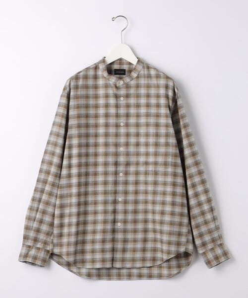 green label relaxing（グリーンレーベルリラクシング）の「コットンリヨセルチェック ジャストルーズ バンドカラー シャツ（シャツ/ブラウス・メンズ・ネイビー/ベージュ/ブラウン・S/L/M）」の20枚目の写真