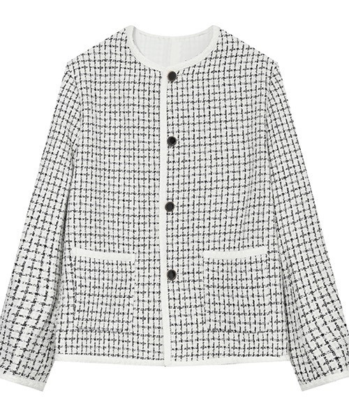 WESTBOY（ウエストボーイ）の「【WB ORIGINALS】Tweed No Collar Jacket WO21W4OT01（ブルゾン・レディース・ホワイト/ブラック・L/M/XL）」の8枚目の写真