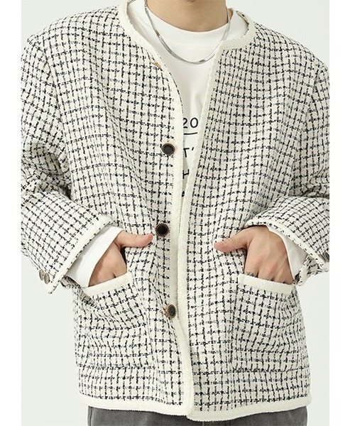 WESTBOY（ウエストボーイ）の「【WB ORIGINALS】Tweed No Collar Jacket WO21W4OT01（ブルゾン・レディース・ホワイト/ブラック・L/M/XL）」の10枚目の写真