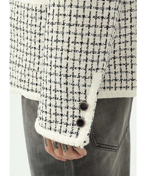 WESTBOY（ウエストボーイ）の「【WB ORIGINALS】Tweed No Collar Jacket WO21W4OT01（ブルゾン・レディース・ホワイト/ブラック・L/M/XL）」の12枚目の写真