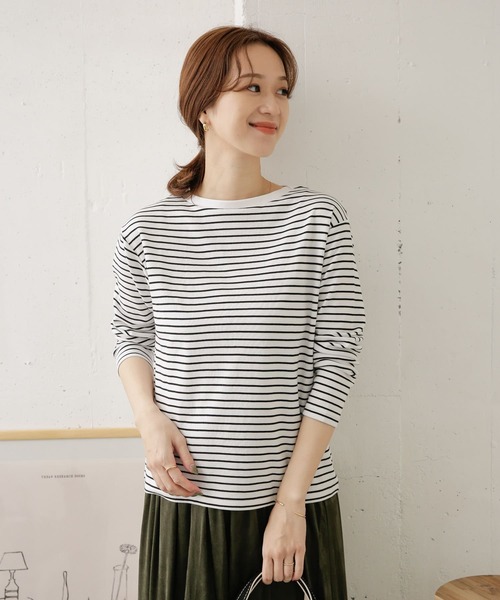 URBAN RESEARCH DOORS(アーバンリサーチドアーズ)の「スムースボーダープルオーバー(Tシャツ/カットソー・レディース・ホワイト系その他/ブラック系その他・ONE)」の20枚目の写真