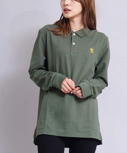 GIORDANO（ジョルダーノ）の「[ GIORDANO ] ストレッチロングスリーブライオン刺繍ポロシャツ（ポロシャツ・レディース・ホワイト/ブラック/ネイビー/カーキ/ダークオレンジ/グリーン・MEDIUM/LARGE/SMALL/X-LARGE/XX-LARGE）」の5枚目の写真