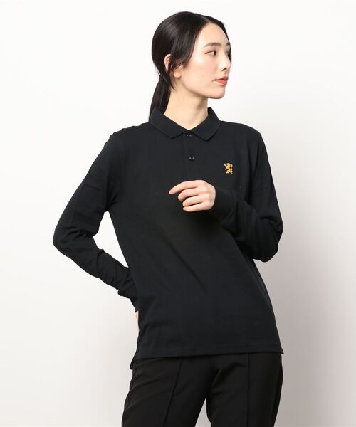 GIORDANO（ジョルダーノ）の「[ GIORDANO ] ストレッチロングスリーブライオン刺繍ポロシャツ（ポロシャツ・レディース・ホワイト/ブラック/ネイビー/カーキ/ダークオレンジ/グリーン・MEDIUM/LARGE/SMALL/X-LARGE/XX-LARGE）」の12枚目の写真