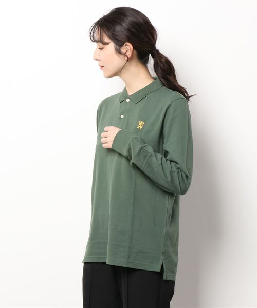 GIORDANO（ジョルダーノ）の「[ GIORDANO ] ストレッチロングスリーブライオン刺繍ポロシャツ（ポロシャツ・レディース・ホワイト/ブラック/ネイビー/カーキ/ダークオレンジ/グリーン・MEDIUM/LARGE/SMALL/X-LARGE/XX-LARGE）」の19枚目の写真