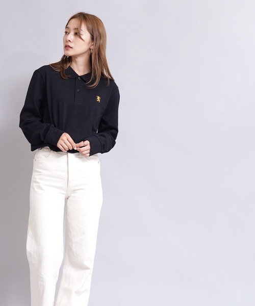 GIORDANO（ジョルダーノ）の「[ GIORDANO ] ストレッチロングスリーブライオン刺繍ポロシャツ（ポロシャツ・レディース・ホワイト/ブラック/ネイビー/カーキ/ダークオレンジ/グリーン・MEDIUM/LARGE/SMALL/X-LARGE/XX-LARGE）」の15枚目の写真