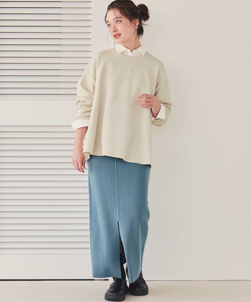 titivate（ティティベイト）の「フレアシルエットニットプルオーバー（ニット/セーター・レディース・グリーン/ブラック/ライトベージュ/ライトブルー/ラベンダー/杢グレー/レッド・M/S/L）」の9枚目の写真