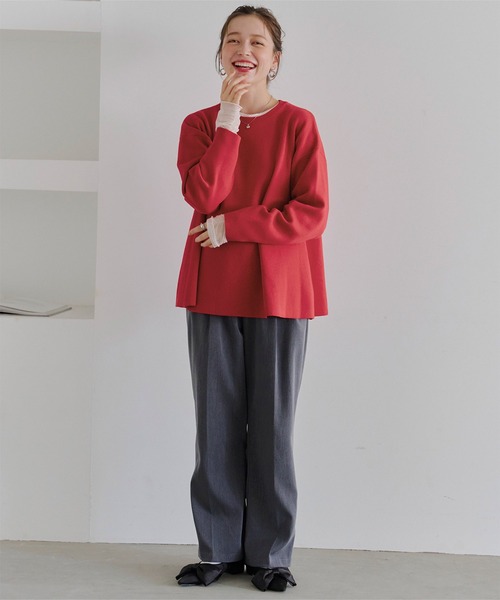 titivate（ティティベイト）の「フレアシルエットニットプルオーバー（ニット/セーター・レディース・グリーン/ブラック/ライトベージュ/ライトブルー/ラベンダー/杢グレー/レッド・M/S/L）」の22枚目の写真