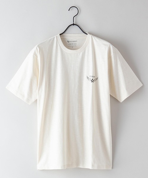 Blue Standard （ブルースタンダード）の「【BLUE STANDARD/ブルースタンダード】汗染みの目立ちにくいTシャツ ZEROSTAIN スラブプリントＴシャツ（Tシャツ/カットソー・メンズ・ブルー系その他/グリーン系その他/オフホワイト/カーキ/ブラック系その他/ネイビー/ブラック/アイボリー・MEDIUM/X-LARGE/LARGE/SMALL）」の4枚目の写真