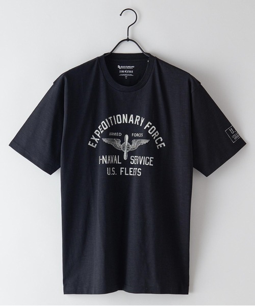 Blue Standard （ブルースタンダード）の「【BLUE STANDARD/ブルースタンダード】汗染みの目立ちにくいTシャツ ZEROSTAIN スラブプリントＴシャツ（Tシャツ/カットソー・メンズ・ブルー系その他/グリーン系その他/オフホワイト/カーキ/ブラック系その他/ネイビー/ブラック/アイボリー・MEDIUM/X-LARGE/LARGE/SMALL）」の3枚目の写真