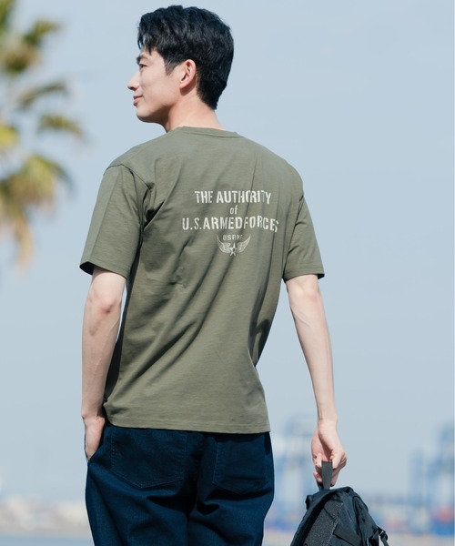 Blue Standard （ブルースタンダード）の「【BLUE STANDARD/ブルースタンダード】汗染みの目立ちにくいTシャツ ZEROSTAIN スラブプリントＴシャツ（Tシャツ/カットソー・メンズ・ブルー系その他/グリーン系その他/オフホワイト/カーキ/ブラック系その他/ネイビー/ブラック/アイボリー・MEDIUM/X-LARGE/LARGE/SMALL）」の5枚目の写真