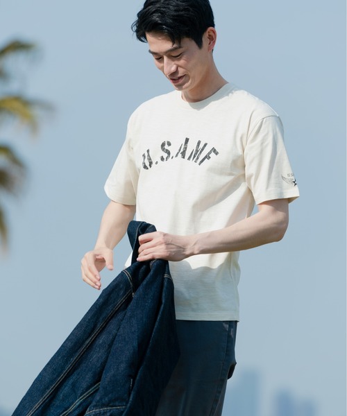 Blue Standard （ブルースタンダード）の「【BLUE STANDARD/ブルースタンダード】汗染みの目立ちにくいTシャツ ZEROSTAIN スラブプリントＴシャツ（Tシャツ/カットソー・メンズ・ブルー系その他/グリーン系その他/オフホワイト/カーキ/ブラック系その他/ネイビー/ブラック/アイボリー・MEDIUM/X-LARGE/LARGE/SMALL）」の11枚目の写真