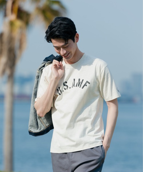 Blue Standard （ブルースタンダード）の「【BLUE STANDARD/ブルースタンダード】汗染みの目立ちにくいTシャツ ZEROSTAIN スラブプリントＴシャツ（Tシャツ/カットソー・メンズ・ブルー系その他/グリーン系その他/オフホワイト/カーキ/ブラック系その他/ネイビー/ブラック/アイボリー・MEDIUM/X-LARGE/LARGE/SMALL）」の12枚目の写真