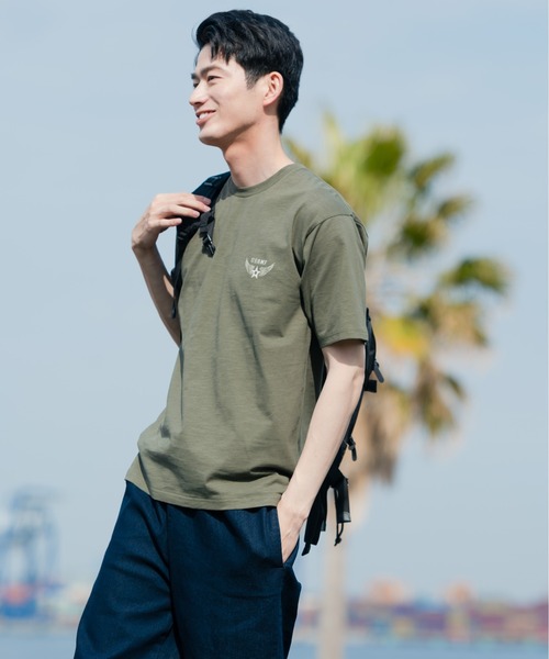 Blue Standard （ブルースタンダード）の「【BLUE STANDARD/ブルースタンダード】汗染みの目立ちにくいTシャツ ZEROSTAIN スラブプリントＴシャツ（Tシャツ/カットソー・メンズ・ブルー系その他/グリーン系その他/オフホワイト/カーキ/ブラック系その他/ネイビー/ブラック/アイボリー・MEDIUM/X-LARGE/LARGE/SMALL）」の20枚目の写真