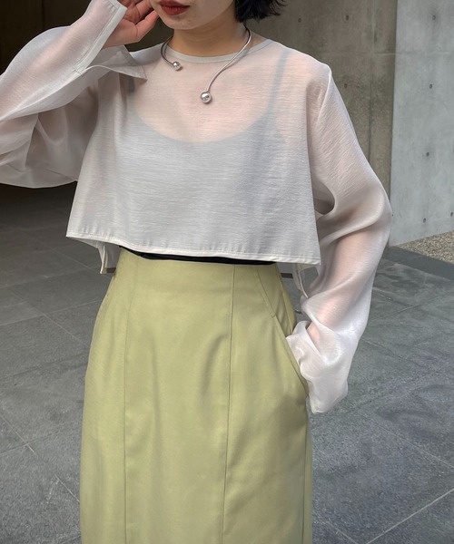 &g'aime(アンジェム)の「【&g'aime】シアーレイヤードトップス/2piece(シャツ/ブラウス・レディース・ブラック/ライトグリーン/グレイッシュベージュ・FREE)」の22枚目の写真
