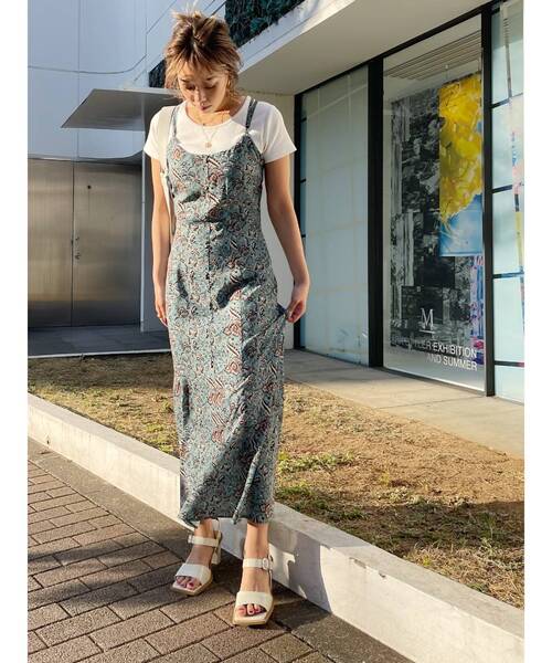 EVRIS（エヴリス）の「Oriental Flowerワンピース（ワンピース・レディース・ホワイト/オレンジ/グリーン・FREE）」の9枚目の写真