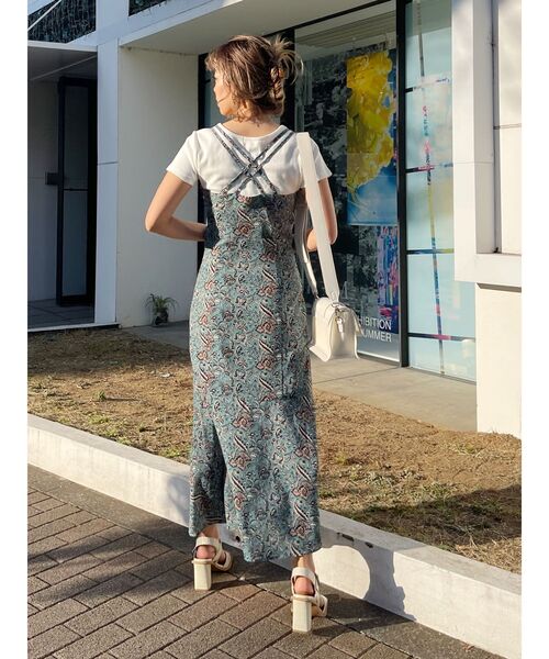 EVRIS（エヴリス）の「Oriental Flowerワンピース（ワンピース・レディース・ホワイト/オレンジ/グリーン・FREE）」の10枚目の写真