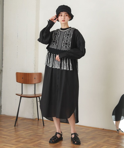 SENSE OF PLACE by URBAN RESEARCH（センスオブプレイスバイアーバンリサーチ）の「ジャガードフリンジベスト（ベスト・レディース・レッド系その他/ブラック系その他・ONE）」の6枚目の写真