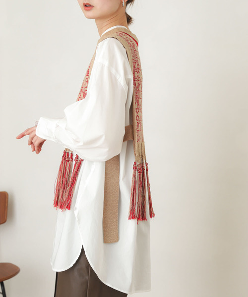 SENSE OF PLACE by URBAN RESEARCH（センスオブプレイスバイアーバンリサーチ）の「ジャガードフリンジベスト（ベスト・レディース・レッド系その他/ブラック系その他・ONE）」の14枚目の写真