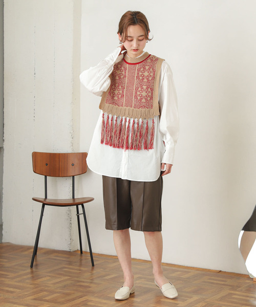 SENSE OF PLACE by URBAN RESEARCH（センスオブプレイスバイアーバンリサーチ）の「ジャガードフリンジベスト（ベスト・レディース・レッド系その他/ブラック系その他・ONE）」の22枚目の写真
