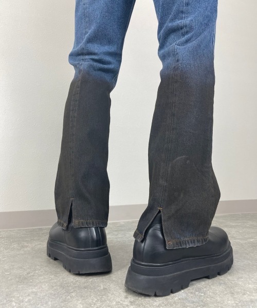 Chikashitsu +(チカシツプラス)の「【Chikashitsu +/チカシツプラス】two tone denim pants/デニムパンツ デザインデニム(デニムパンツ・メンズ・ブルー・S/M)」の9枚目の写真