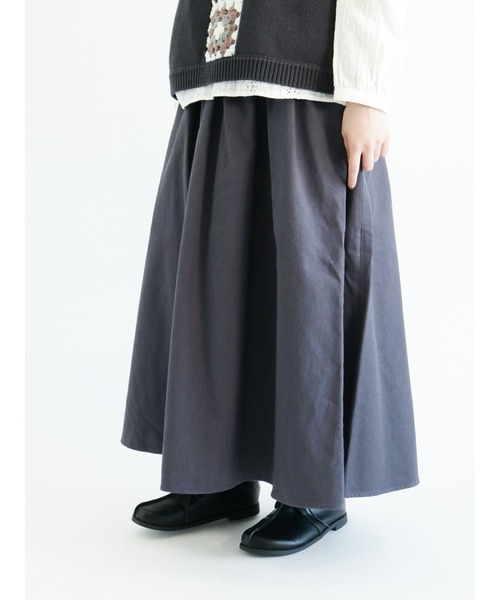 Samansa Mos2（サマンサ モスモス）の「ツイルギャザースカート（スカート・レディース・ベージュ/ネイビー/キナリ・ﾌﾘ-）」の3枚目の写真