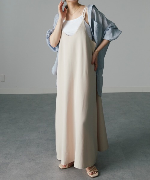 RANAN(ラナン)の「ゆったりきれいめAラインフレアーキャミワンピース(ワンピース・レディース・ブラック/ベージュ/モカ/アイボリー/テラコッタ/ネイビー・LL/M/L)」の8枚目の写真