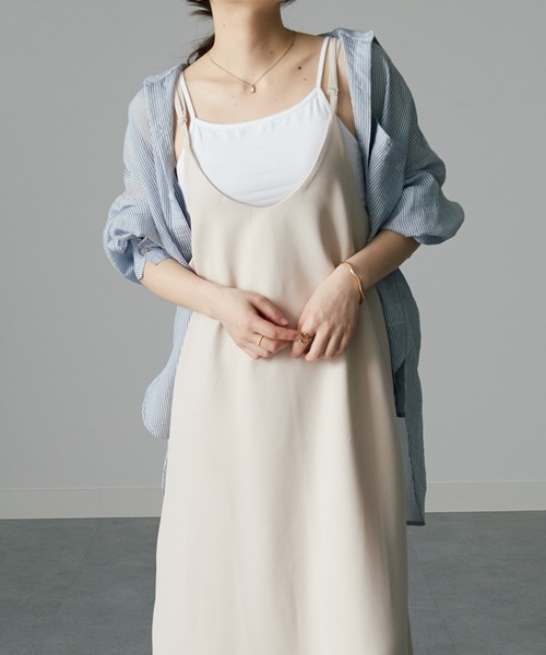RANAN(ラナン)の「ゆったりきれいめAラインフレアーキャミワンピース(ワンピース・レディース・ブラック/ベージュ/モカ/アイボリー/テラコッタ/ネイビー・LL/M/L)」の9枚目の写真