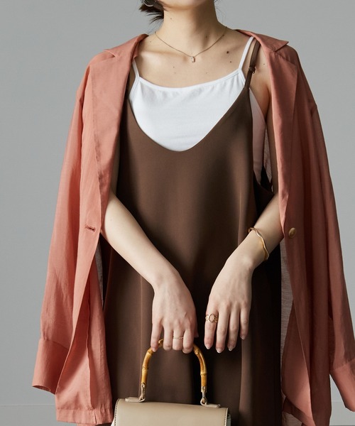 RANAN(ラナン)の「ゆったりきれいめAラインフレアーキャミワンピース(ワンピース・レディース・ブラック/ベージュ/モカ/アイボリー/テラコッタ/ネイビー・LL/M/L)」の16枚目の写真