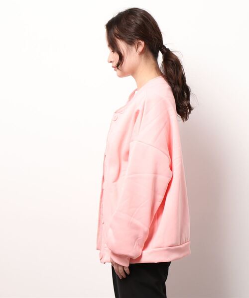 VIBGYOR Women（ヴィブジョー　ウィメン）の「【KOREA SELECT】ビッグシルエット スウェット カーディガン（カーディガン/ボレロ・レディース・グレー/オレンジ/ピンク・MEDIUM/LARGE/X-LARGE）」の4枚目の写真