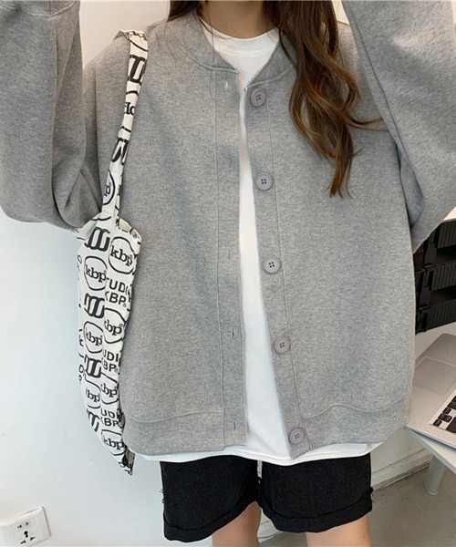 VIBGYOR Women（ヴィブジョー　ウィメン）の「【KOREA SELECT】ビッグシルエット スウェット カーディガン（カーディガン/ボレロ・レディース・グレー/オレンジ/ピンク・MEDIUM/LARGE/X-LARGE）」の15枚目の写真