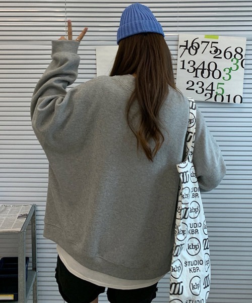 VIBGYOR Women（ヴィブジョー　ウィメン）の「【KOREA SELECT】ビッグシルエット スウェット カーディガン（カーディガン/ボレロ・レディース・グレー/オレンジ/ピンク・MEDIUM/LARGE/X-LARGE）」の14枚目の写真