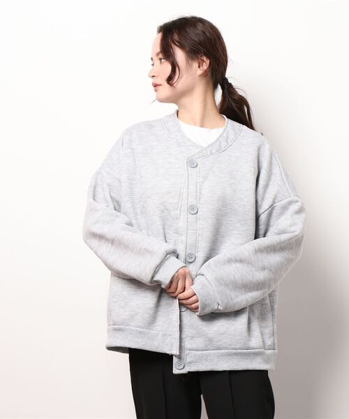 VIBGYOR Women（ヴィブジョー　ウィメン）の「【KOREA SELECT】ビッグシルエット スウェット カーディガン（カーディガン/ボレロ・レディース・グレー/オレンジ/ピンク・MEDIUM/LARGE/X-LARGE）」の11枚目の写真