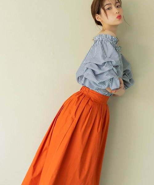fifth(フィフス)の「タックボリュームフレアスカート(スカート・レディース・ブラック/オレンジ・M)」の6枚目の写真