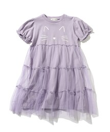 SHOO・LA・RUE | 【100-130cm】ネコチュールパフ袖ワンピース(ワンピース)