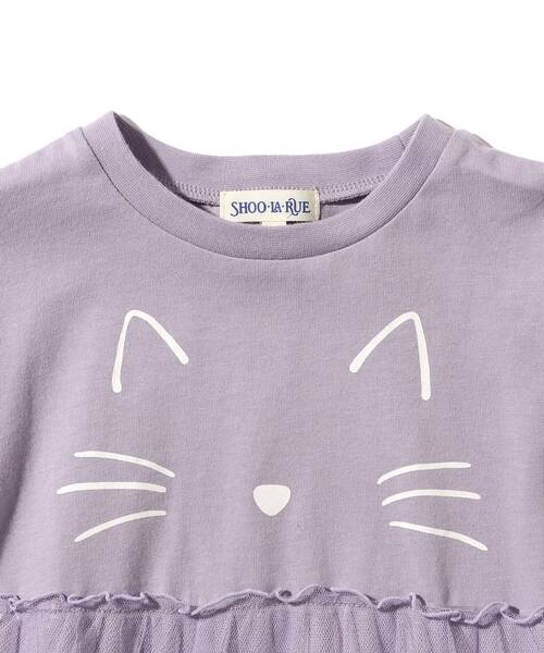 SHOO・LA・RUE（シューラルー）の「◆【100-130cm】ネコチュールパフ袖ワンピース（ワンピース・キッズ・ブラック/ライトパープル・10/12/11/13）」の4枚目の写真