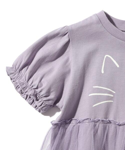 SHOO・LA・RUE（シューラルー）の「◆【100-130cm】ネコチュールパフ袖ワンピース（ワンピース・キッズ・ブラック/ライトパープル・10/12/11/13）」の6枚目の写真