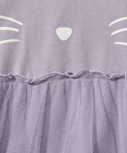 SHOO・LA・RUE（シューラルー）の「◆【100-130cm】ネコチュールパフ袖ワンピース（ワンピース・キッズ・ブラック/ライトパープル・10/12/11/13）」の3枚目の写真