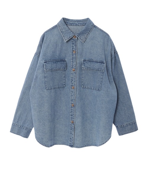 ウォッシュ加工オーバーサイズデニムシャツ（シャツ/ブラウス）｜Edit