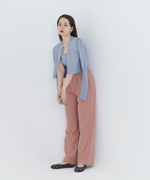 TINA：JOJUN（ティーナジョジュン）の「くるみ釦付き パフスリーブカーディガン TINA：JOJUN（カーディガン/ボレロ・レディース・ピンク/サックスブルー/ネイビー・M）」の16枚目の写真