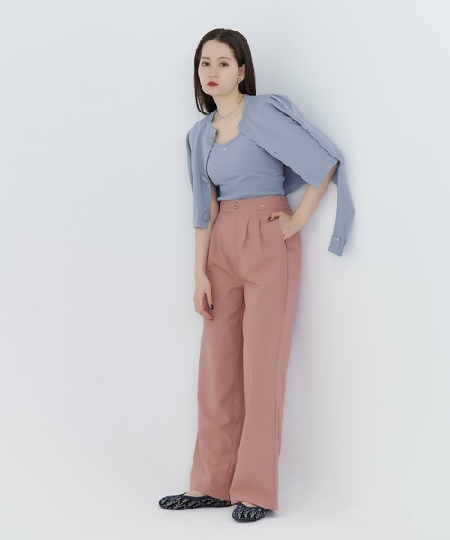 TINA：JOJUN（ティーナジョジュン）の「くるみ釦付き パフスリーブカーディガン TINA：JOJUN（カーディガン/ボレロ・レディース・ピンク/サックスブルー/ネイビー・M）」の17枚目の写真