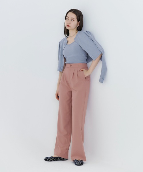 TINA：JOJUN（ティーナジョジュン）の「くるみ釦付き パフスリーブカーディガン TINA：JOJUN（カーディガン/ボレロ・レディース・ピンク/サックスブルー/ネイビー・M）」の18枚目の写真