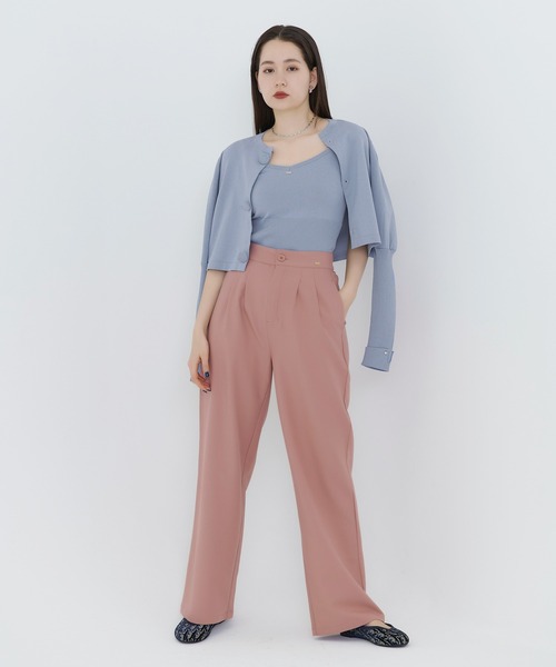 TINA：JOJUN（ティーナジョジュン）の「くるみ釦付き パフスリーブカーディガン TINA：JOJUN（カーディガン/ボレロ・レディース・ピンク/サックスブルー/ネイビー・M）」の20枚目の写真