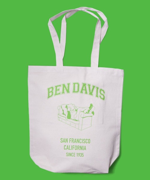 BEN DAVIS（ベンデイビス）の「BEN DAVIS ORGANIC CANVAS TOTE BAG/ベンデイビス トートバッグ（トートバッグ・レディース・ホワイト×グリーン/ホワイト×ブラック/ホワイト×ピンク・FREE）」の2枚目の写真