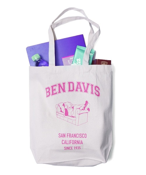 BEN DAVIS（ベンデイビス）の「BEN DAVIS ORGANIC CANVAS TOTE BAG/ベンデイビス トートバッグ（トートバッグ・レディース・ホワイト×グリーン/ホワイト×ブラック/ホワイト×ピンク・FREE）」の4枚目の写真