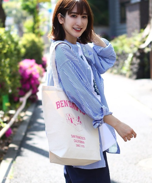 BEN DAVIS（ベンデイビス）の「BEN DAVIS ORGANIC CANVAS TOTE BAG/ベンデイビス トートバッグ（トートバッグ・レディース・ホワイト×グリーン/ホワイト×ブラック/ホワイト×ピンク・FREE）」の7枚目の写真
