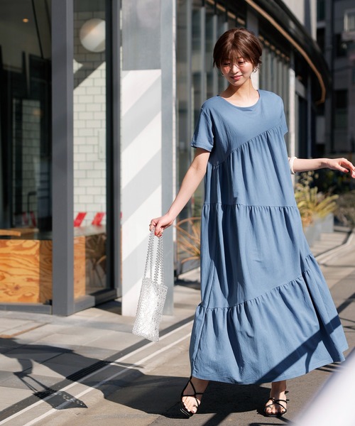 GeeRA(ジーラ)の「接触冷感!ランダムティアードマキシワンピ(ワンピース・レディース・ブラック/ピンク/ブルー・MEDIUM/LARGE/X-LARGE/XX-LARGE)」の12枚目の写真