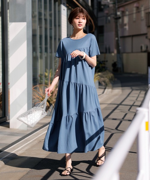 GeeRA(ジーラ)の「接触冷感!ランダムティアードマキシワンピ(ワンピース・レディース・ブラック/ピンク/ブルー・MEDIUM/LARGE/X-LARGE/XX-LARGE)」の10枚目の写真